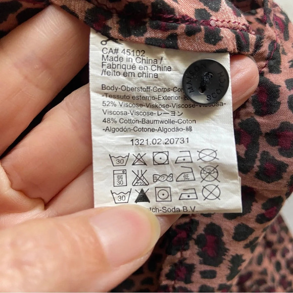 Maison Scotch Createurs de Vetements Animal Print Button Front Shirt Sz S Petite - Picture 5 of 7